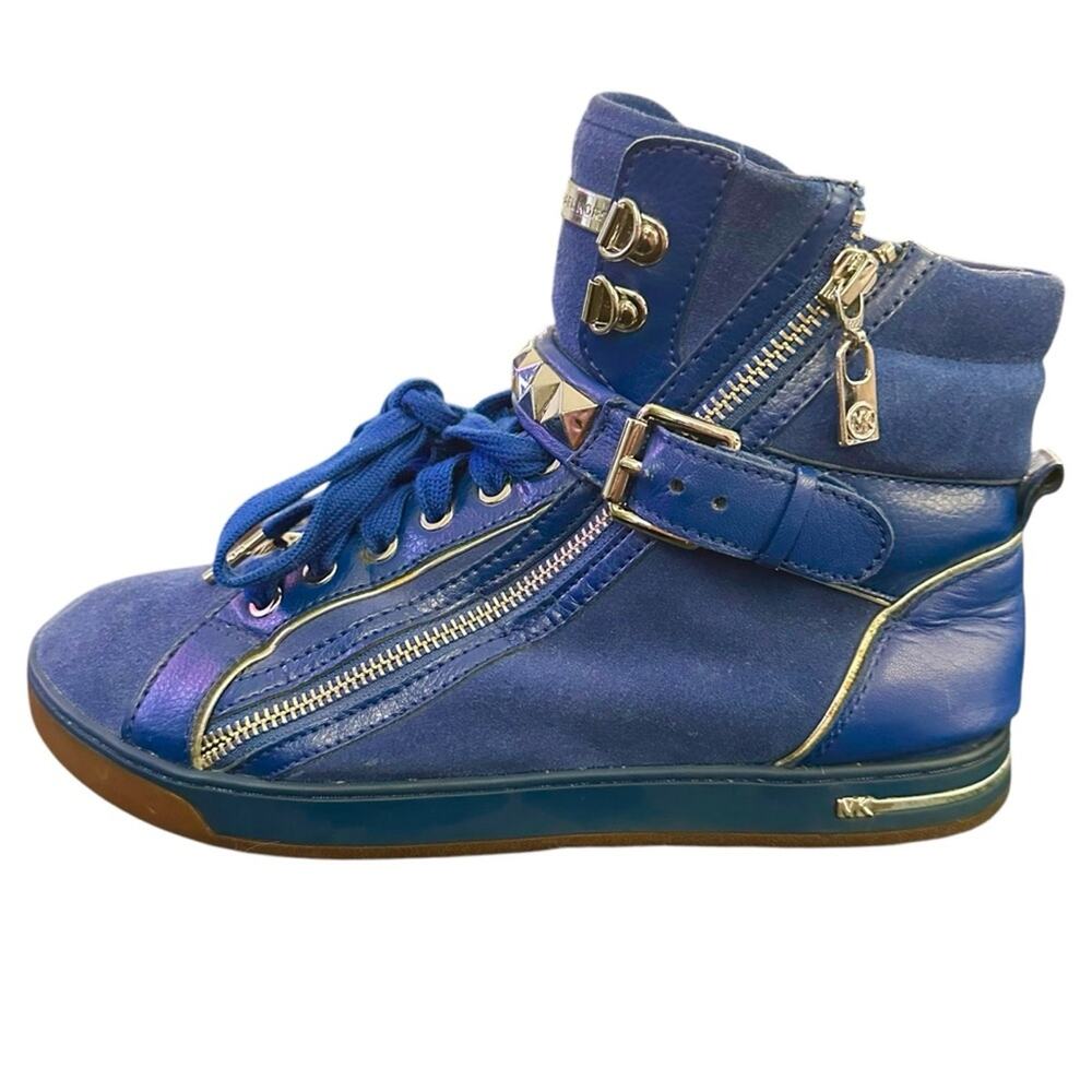 Michael Kors Glam Studded Women's sapphire Suede High Top Sneakers Size 9.5‎ - Picture 7 of 11